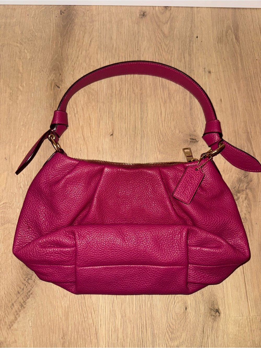 Coach Fuchsia Pebbled Leather Shoulder Bag